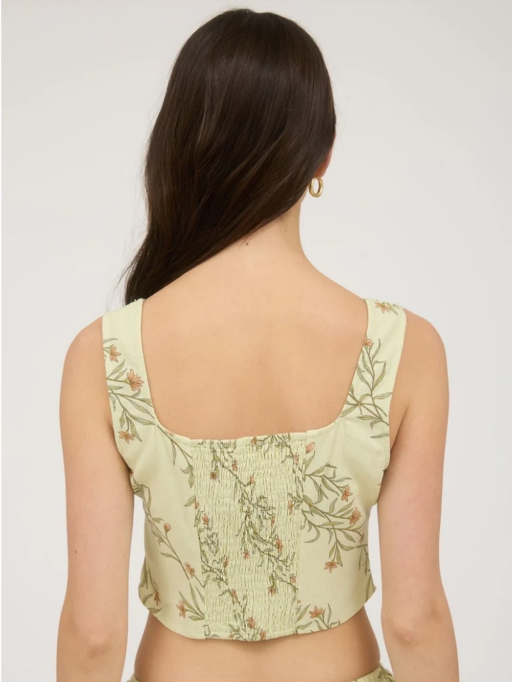Light Green Floral Sleeveless Set with Button Bodice - Picture 7 of 7